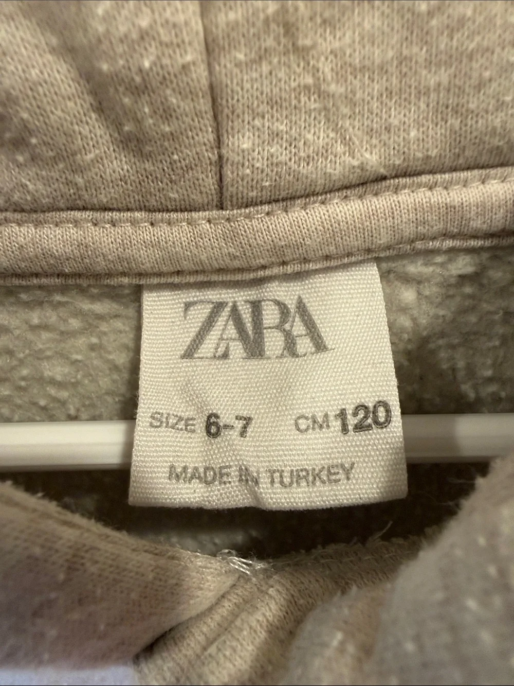 Zara Light Gray Kids Hoodie with Chest Graphic